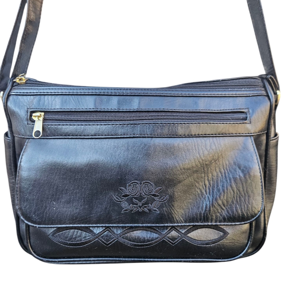 Vintage Daniella Bac Black Leather Crossbody Bag – Y2K Style